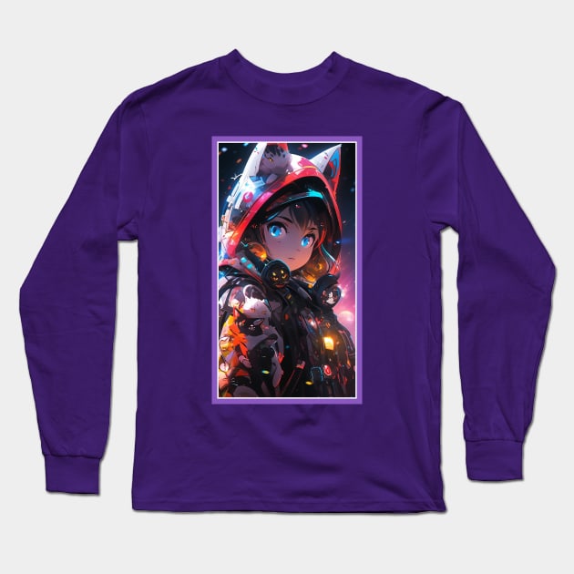 Anime Cute Cat Girl | Quality Anime Girl Artwork | Sci-Fi Manga Girl Anime Art Long Sleeve T-Shirt by AlNoah